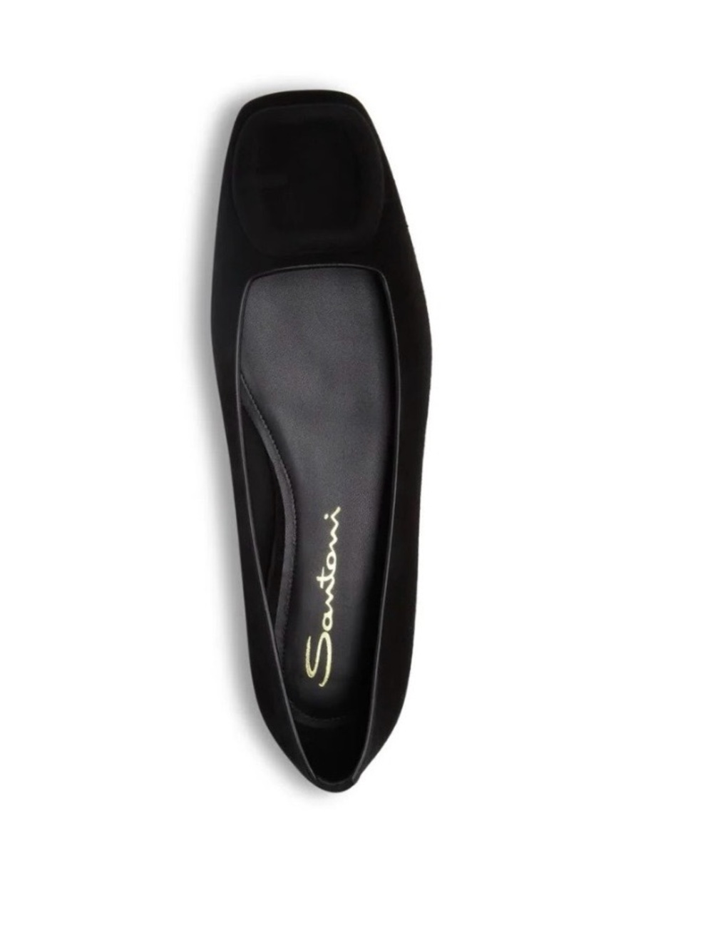 Santoni Maya Flat Black Square-Toe Women's Flat